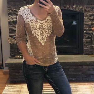 Daytrip Rose Sweater with Lace Detail